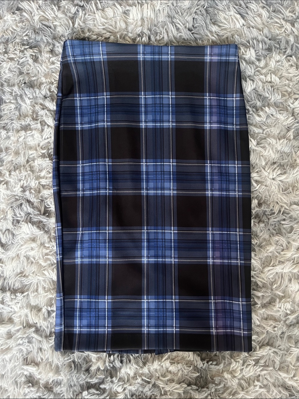 Blue Plaid Pencil Skirt - Women